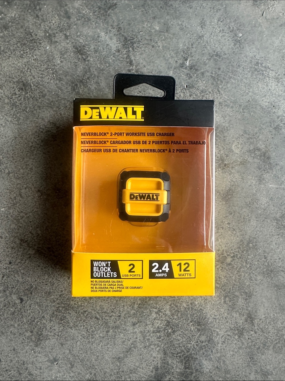 DEWALT NeverBlock 2-Port Worksite USB Charger